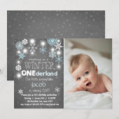 Winter Onederland: Uitnodiging Blauwe jongen (Voorkant / Achterkant)