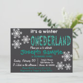 Winter ONEderland Uitnodiging. Chalkboard. Kaart (Staand voorkant)