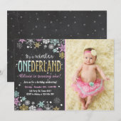 Winter Onederland: Uitnodiging Girl (Voorkant / Achterkant)