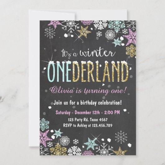 Winter Onederland: Uitnodiging Girl (Voorkant)