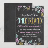 Winter Onederland: Uitnodiging Girl (Voorkant / Achterkant)