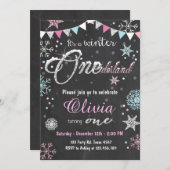 Winter Onederland: Uitnodiging Girl (Voorkant / Achterkant)