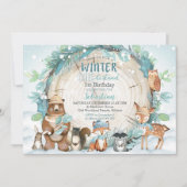 Winter Onederland Uitnodiging Jongen Bos (Voorkant)