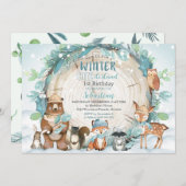 Winter Onederland Uitnodiging Jongen Bos (Voorkant / Achterkant)