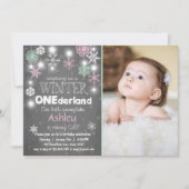 Winter Onederland: Uitnodiging om Mint roze (Voorkant)