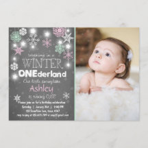 Winter Onederland: Uitnodiging om Mint roze