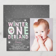Winter Onederland: Uitnodiging om Mint roze