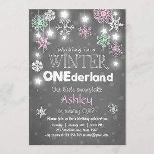 Winter Onederland: Uitnodiging om Mint roze
