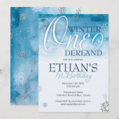 Winter Onederland Uitnodiging voor 1e Verjaardag (Voorkant / Achterkant)