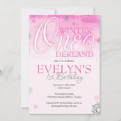 Winter Onederland Uitnodiging voor 1e verjaardag (Voorkant)