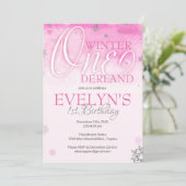 Winter Onederland Uitnodiging voor 1e verjaardag (Staand voorkant)