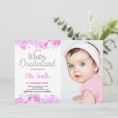 Winter ONEderland Uitnodigingen Sneeuw Zilver Foto (Staand voorkant)