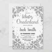 Winter ONEderland Uitnodigingen Zilveren Glitter (Voorkant)