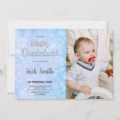 Winter ONEderland Uitnodigingen Zilveren Glitter F (Voorkant)