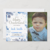 Winter ONEderland Uitnodigingen Zilveren Glitter F (Voorkant)