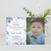 Winter ONEderland Uitnodigingen Zilveren Glitter F (Staand voorkant)