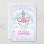 Winter ONEderland Unicorn Birthday Uitnodiging (Voorkant)