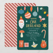 Winter Onederland Vakantie Eerste Verjaardag Kaart (Voorkant / Achterkant)