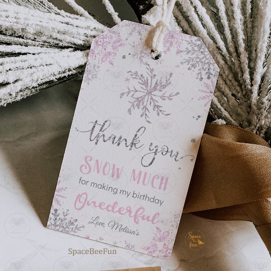 Winter Onederland Verjaardag Cadeaulabel