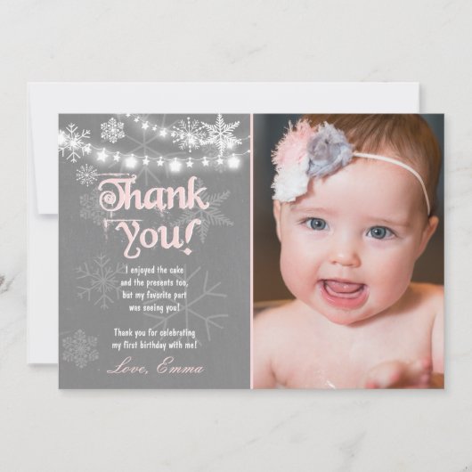 Winter ONEderland Verjaardag Dank je Kaart (Voorkant)