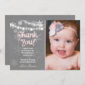 Winter ONEderland Verjaardag Dank je Kaart (Voorkant / Achterkant)