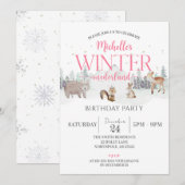 Winter Onederland Verjaardag, Dier 1e Verjaardag Kaart (Voorkant / Achterkant)