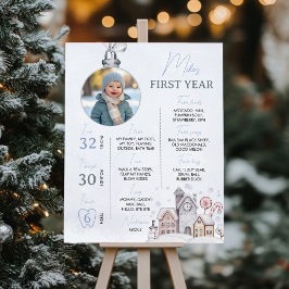 Winter Onederland Verjaardag Foto Milestone Sign Poster