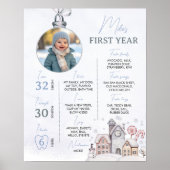 Winter Onederland Verjaardag Foto Milestone Sign Poster (Voorkant)