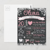 Winter ONEderland Verjaardag Krijtbord Teken Briefkaart (Voorkant / Achterkant)