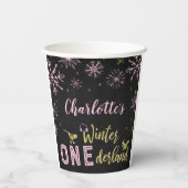 Winter Onederland Verjaardag Papier Cups Sneeuwvlo Papieren Bekers (Achterkant)