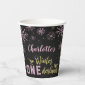 Winter Onederland Verjaardag Papier Cups Sneeuwvlo Papieren Bekers (Voorkant)