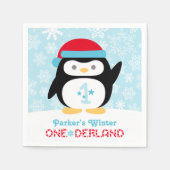 Winter ONEderland Verjaardag Pinguïn Party Servetten (Voorkant)
