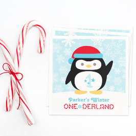 Winter ONEderland Verjaardag Pinguïn Party Servetten