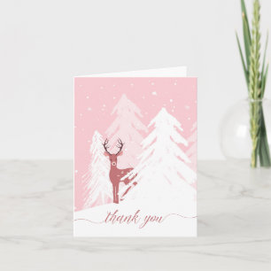 Winter Onederland Verjaardag Roze Dankjewel Kaart