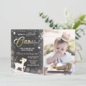 Winter Onederland verjaardag: Roze gouhert Kaart (Staand voorkant)