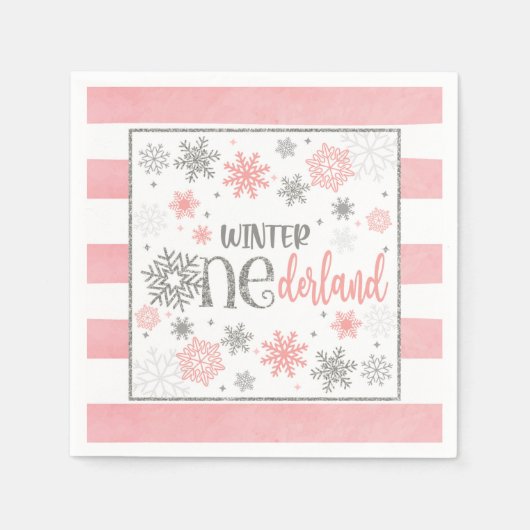 Winter ONEderland Verjaardag Servet - Meisje - PS (Voorkant)