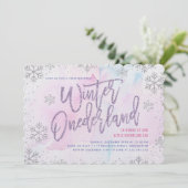 Winter ONEderland Verjaardag Silver Paarse Roze Kaart (Staand voorkant)