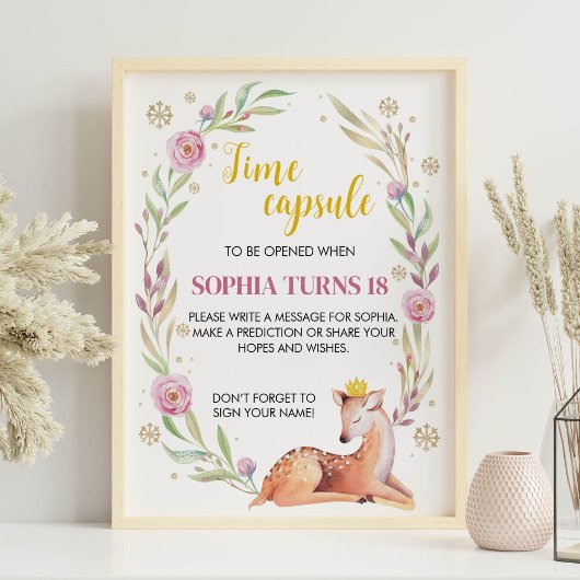 Winter Onederland Verjaardag Tijd Capsule teken Poster