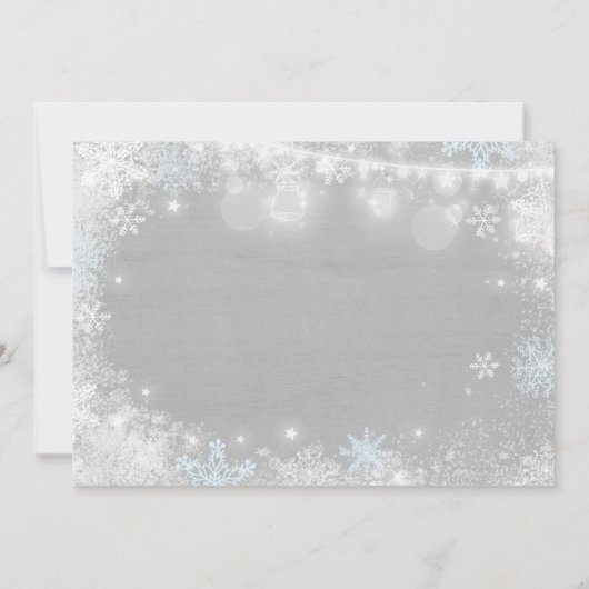 Winter ONEderland Verjaardag Uitnodiging Blauw Wit (Achterkant)