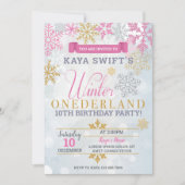 Winter Onederland Verjaardag Uitnodiging Goud & Ro (Voorkant)