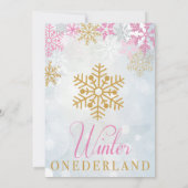 Winter Onederland Verjaardag Uitnodiging Goud & Ro (Achterkant)
