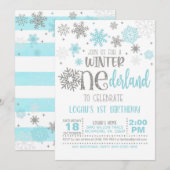 Winter ONEderland Verjaardag Uitnodiging - Jongen (Voorkant / Achterkant)