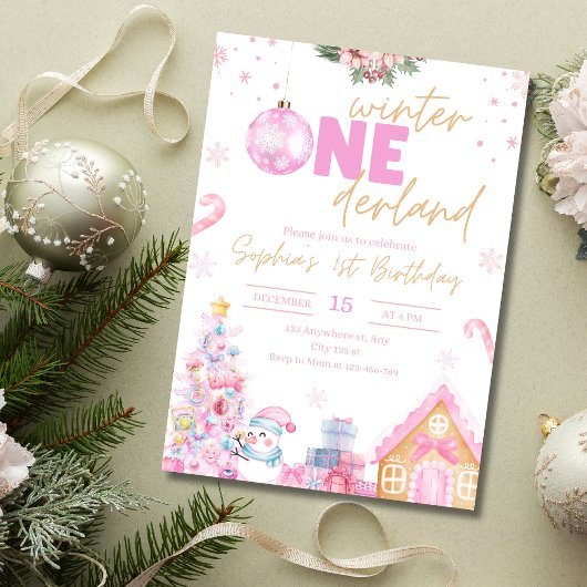 Winter Onederland Verjaardag Uitnodiging, Kerstmis