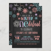 Winter ONEderland Verjaardag Uitnodiging - PPB - B (Voorkant / Achterkant)