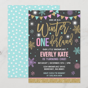 Winter ONEderland Verjaardag Uitnodiging Roze & Go