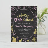 Winter Onederland Verjaardag Uitnodiging Sneeuwvlo (Staand voorkant)