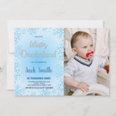 Winter ONEderland Verjaardag Uitnodigingen Blauw F (Voorkant)