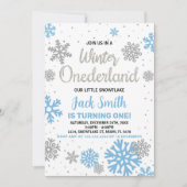 Winter Onederland Verjaardag Uitnodigingen Blauw W (Voorkant)