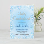 Winter ONEderland Verjaardag Uitnodigingen Blauwe  (Staand voorkant)