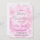 Winter ONEderland Verjaardag Uitnodigingen Roze Gl (Voorkant)
